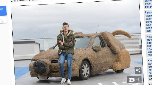 Молодой человек "превратил" машину своей девушки в большую плюшевую собаку