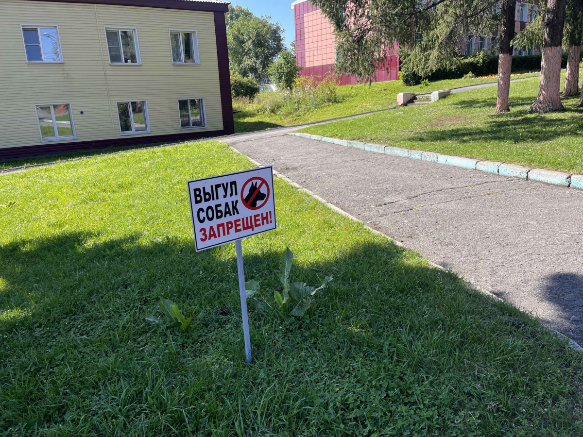 В Прокопьевске появились таблички "выгул собак запрещён"