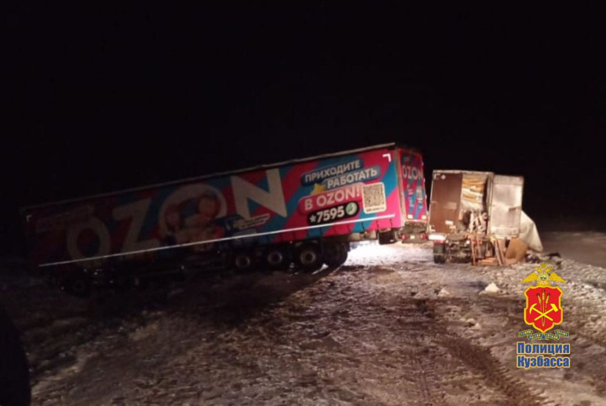 В Кузбассе фура "OZON" въехала в Газель. Погибли два человека