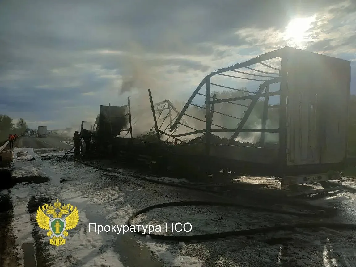 В Новосибирской области произошло страшное ДТП: скончался один человек, выгорела легковушка и фура