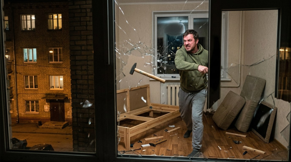 Прокопчанин психанул, когда собирал диван, и выбросил молоток в окно